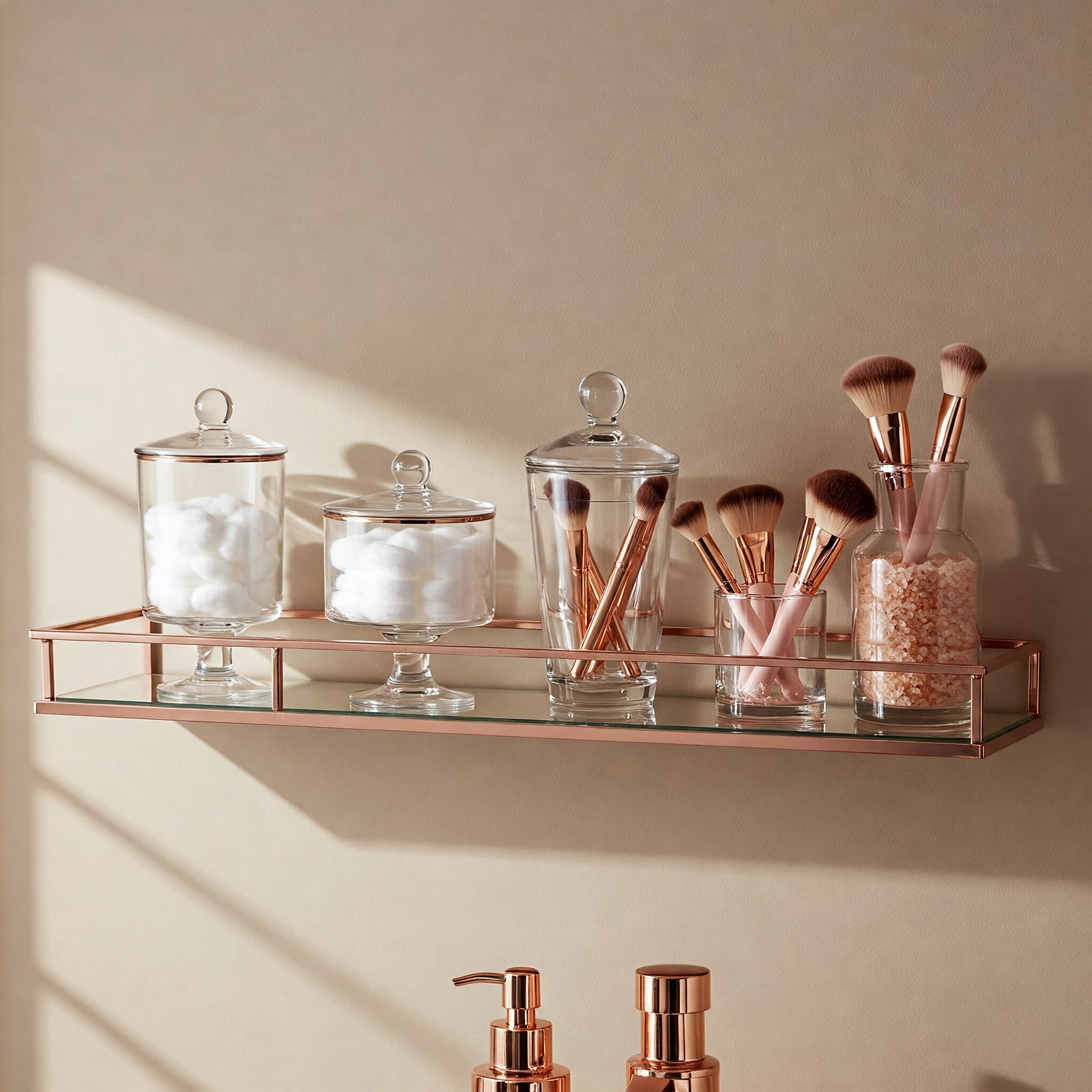 Mirrored Shelf with Glass Containers