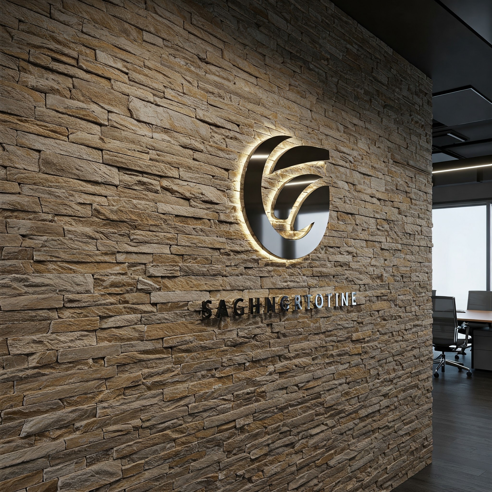 Textured Wall with Logo Overlay